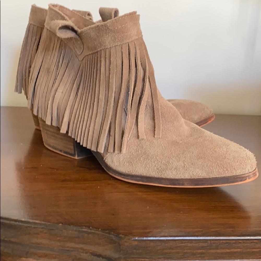 Fringe Leather Ankle Boots
